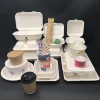 sugarcane bagasse carry out fried chicken to go lunch boxes bulk disposable clamshell containers for healthy fast food