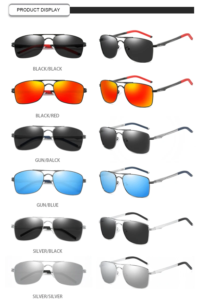 Classic Mens Polarized Aluminum Magnesium Sunglasses Square Colorful Fishing Driving Glasses