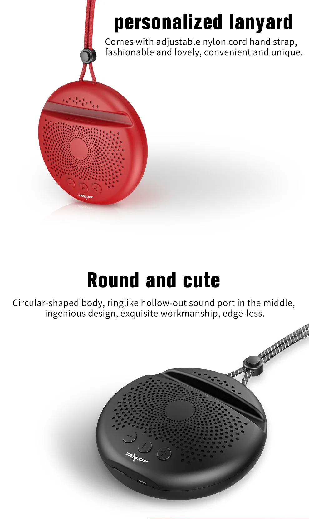 Zealot S24 new private tooling portable bluetooth V5.0 speaker with lanyard