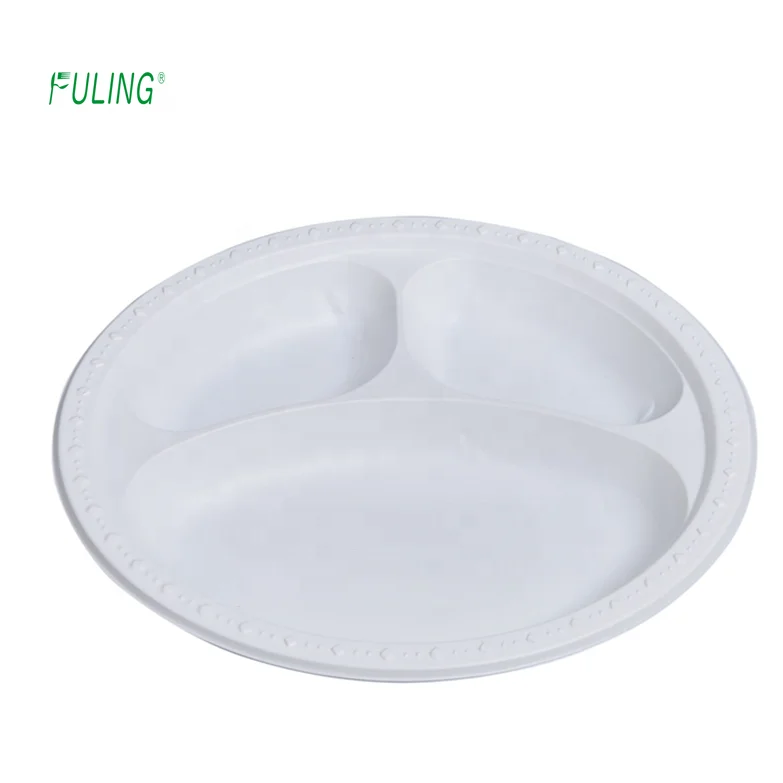 Oem Eco Disposable Kunstoff Teller Pp Platos Desechables Plastic Plates Food Container 3 Compartments Tray