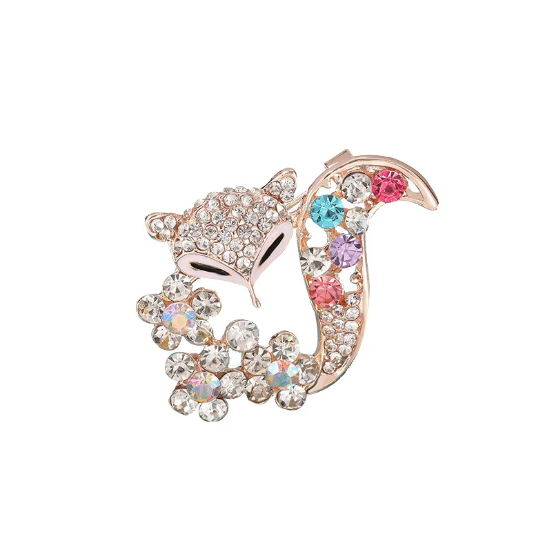 Zircon Fox Brooch Animal Pin Women Fashion Clothing Accessories Luxury Jewelry