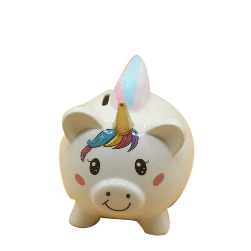 Kids Ceramic Unicorn Piggy Money Coin Saving Box Bank Paint Gift