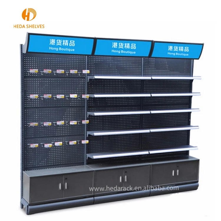 Store Rack Legs Retail Store Rack - Supermarket Shelf with Pegboard Back
