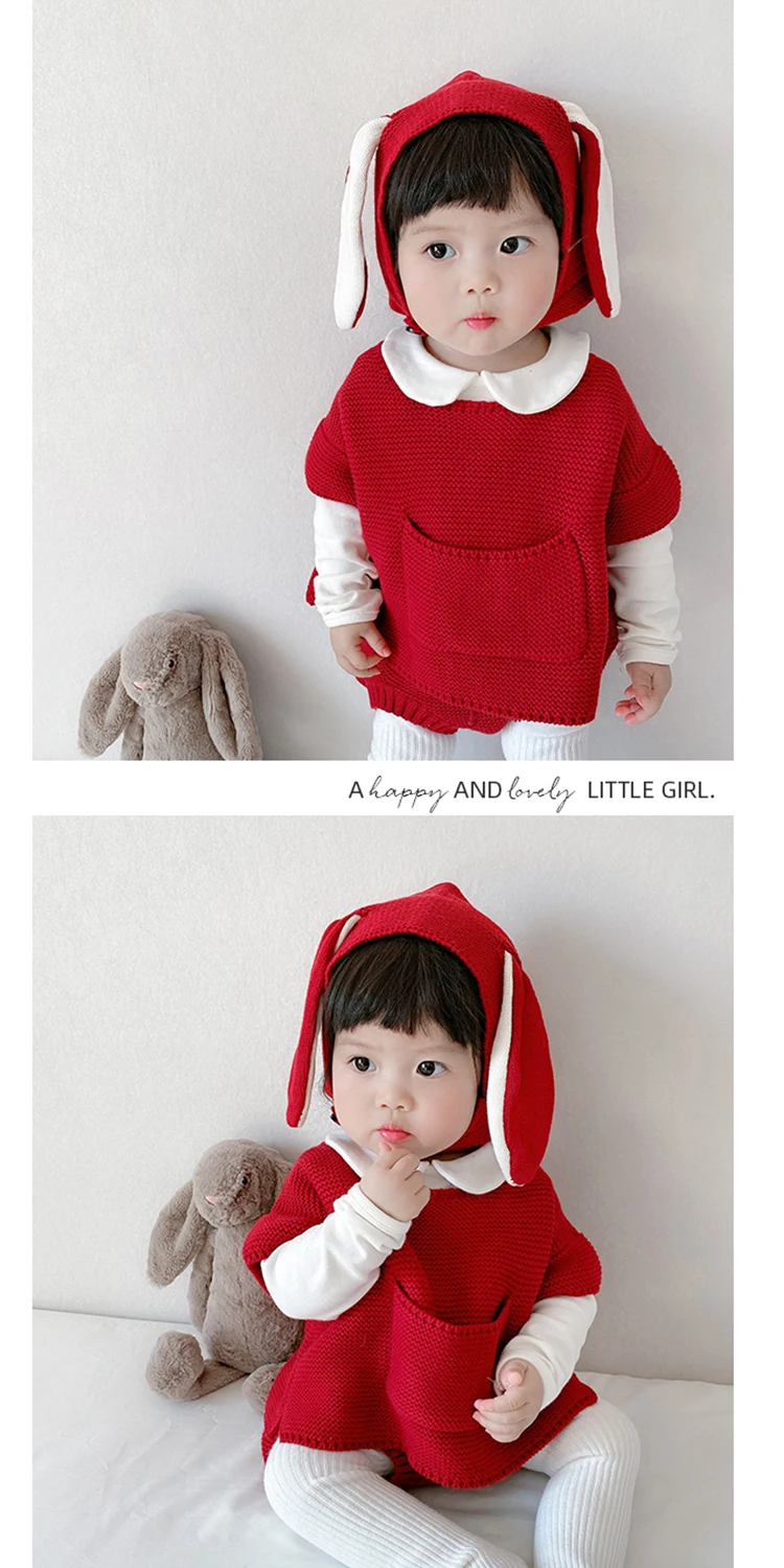 Wholesale and retail baby suit clothes knitted hat pants tops solid color knitted girl sweater