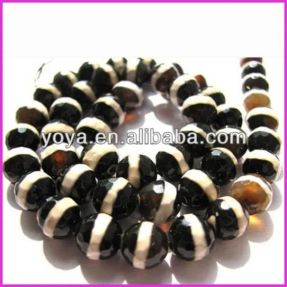 Faceted dzi beads,Stripe Tibetan Agate Beads,Black and Beige Zebra Agate,Safari Agate Gemstone beads.jpg