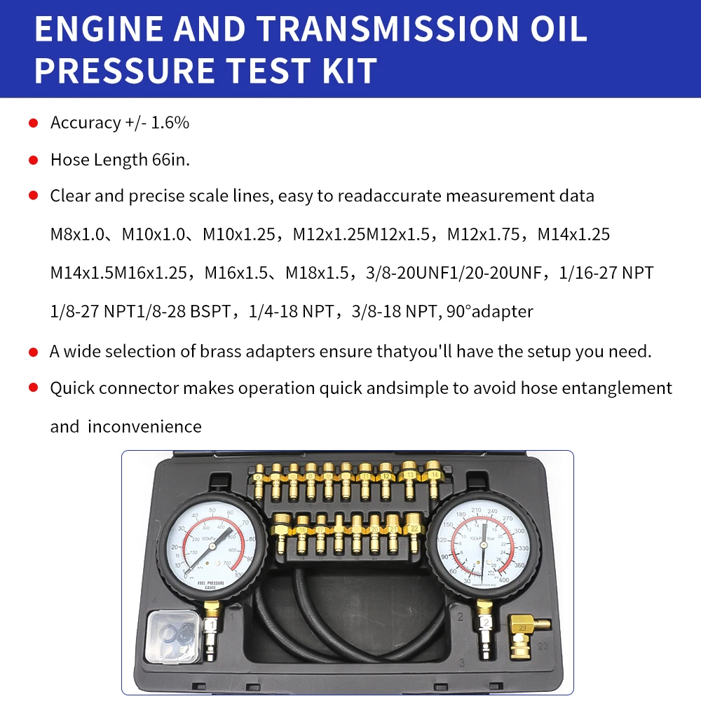 Engine Oil Vacuum Pressure Tester Transmission Oil Pressure Gauge Oil