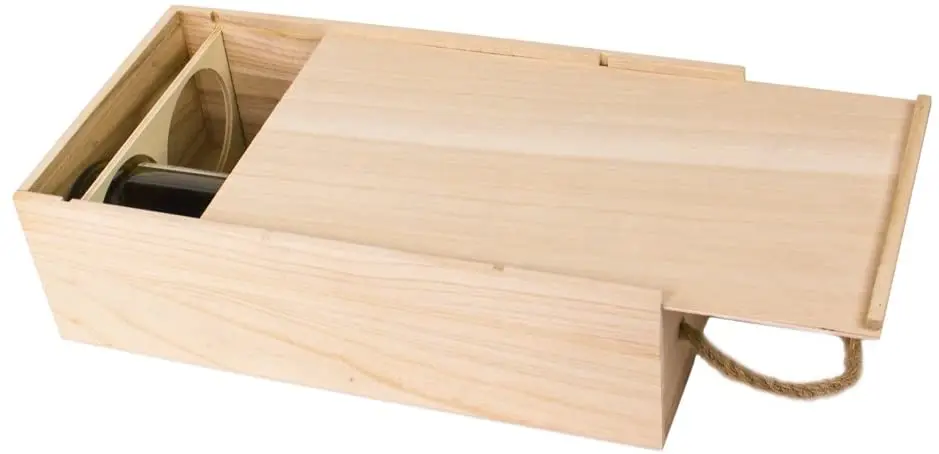 天然香脂木两个瓶架储物盒,用于葡萄酒和香槟