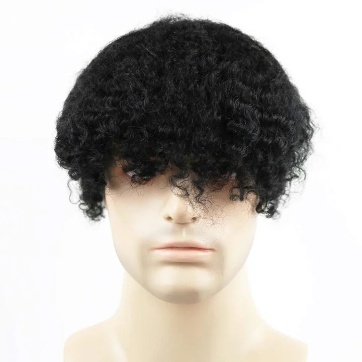 Bleached Knots Swiss Lace Base Afro Mens Human Hair Toupee Indian Human