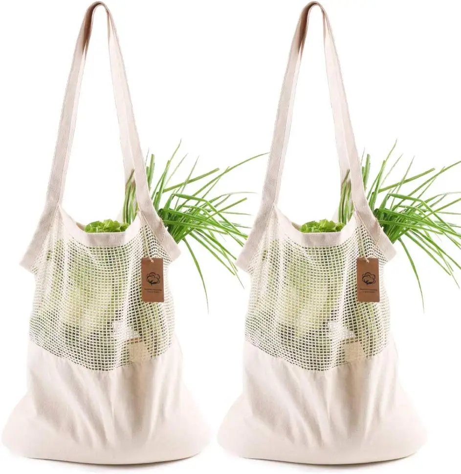 Market Bag Reusable Grocery Bag Cotton Net Tote Mesh Beach 