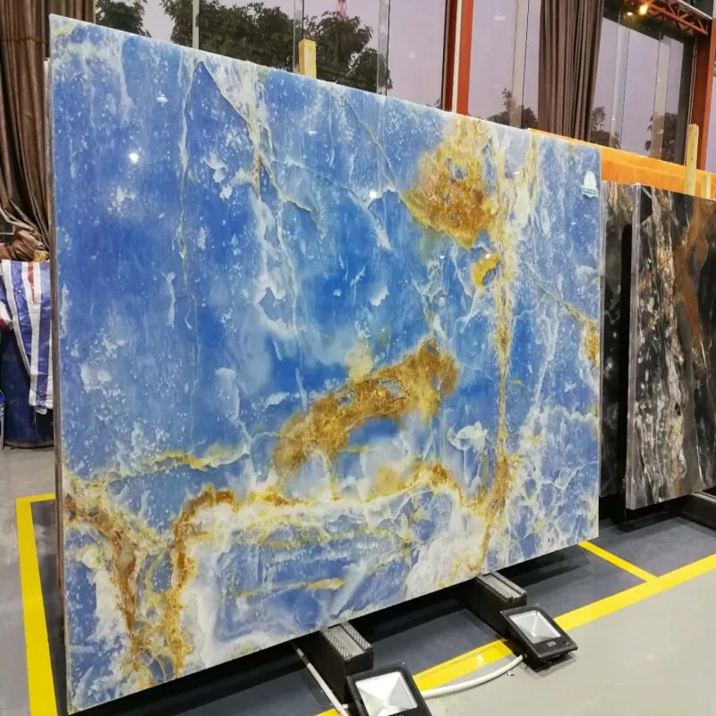 Polish Vast Royal Ocean Blue Sky Onyx Marble For Natural Aquamarine