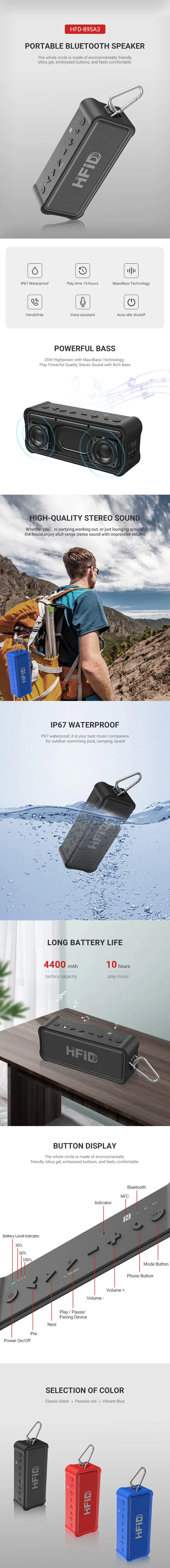Quality guarantee outdoor waterproof portable 20W wireless speaker - ANKUX.COM