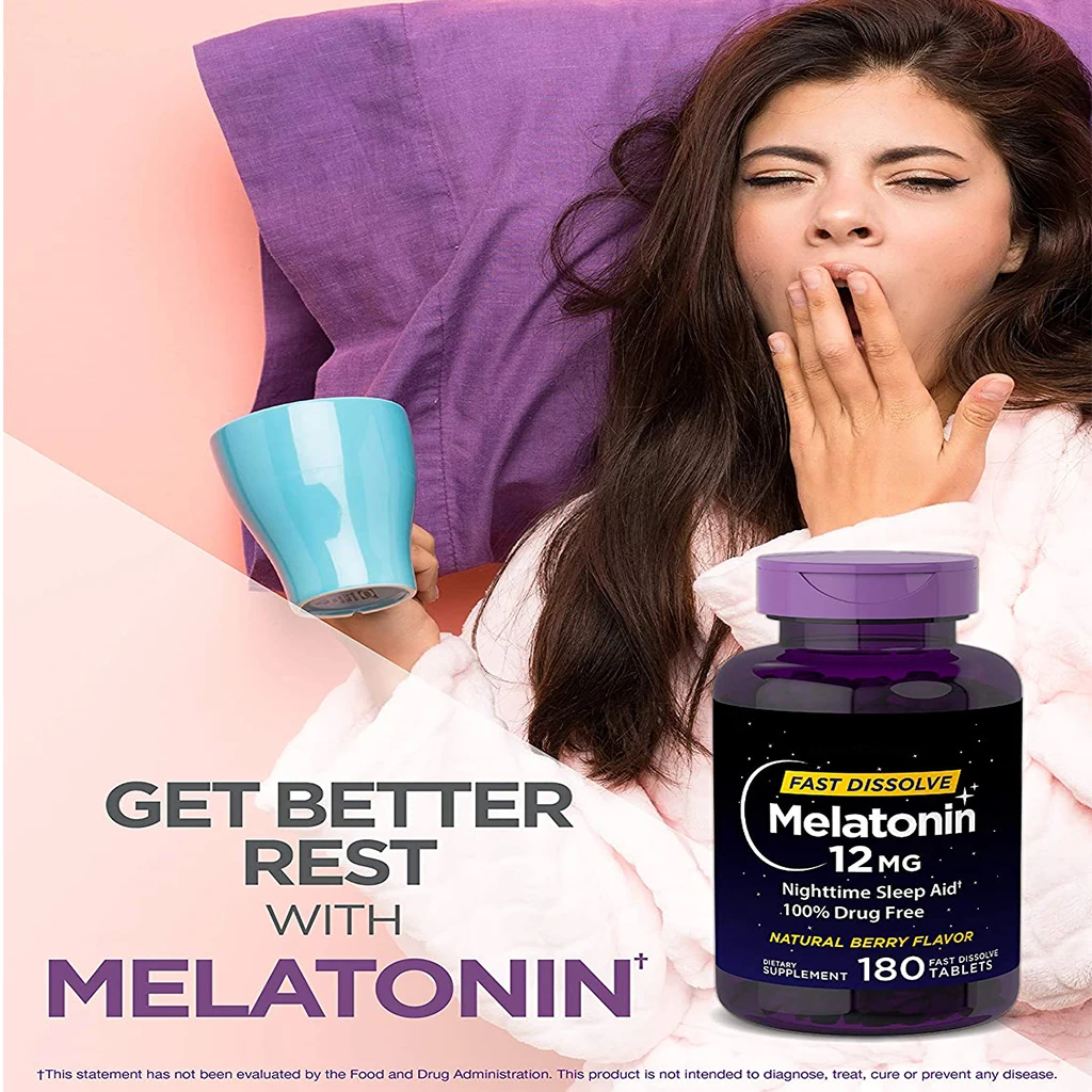 Oem Pivate Label Melatonin 12 Mg Fast Dissolve 180 Tablets Sleep Aid