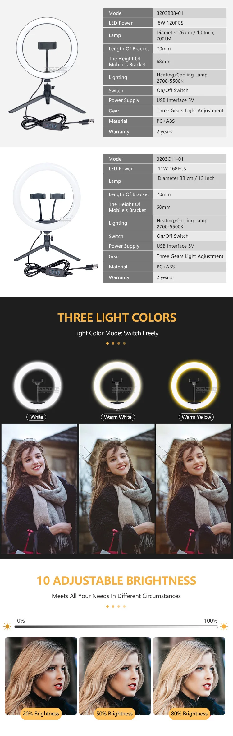 Portable fill light led light photo studio photography video lighting equipment with tripod led circle ring light