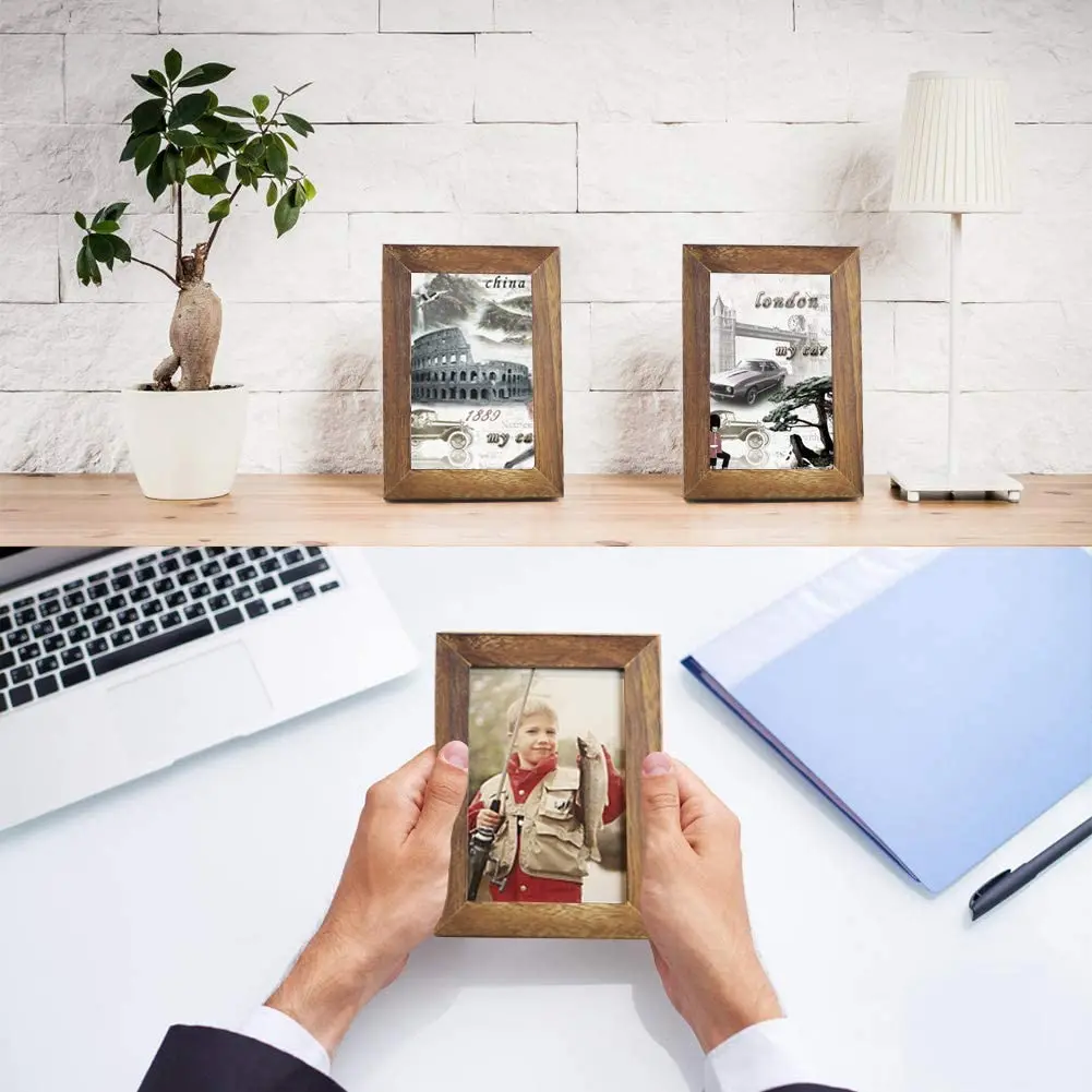 PHOTA Pack of 2 Solid Wood Picture Frame 4x6 Picture Frame for Tabletop Display