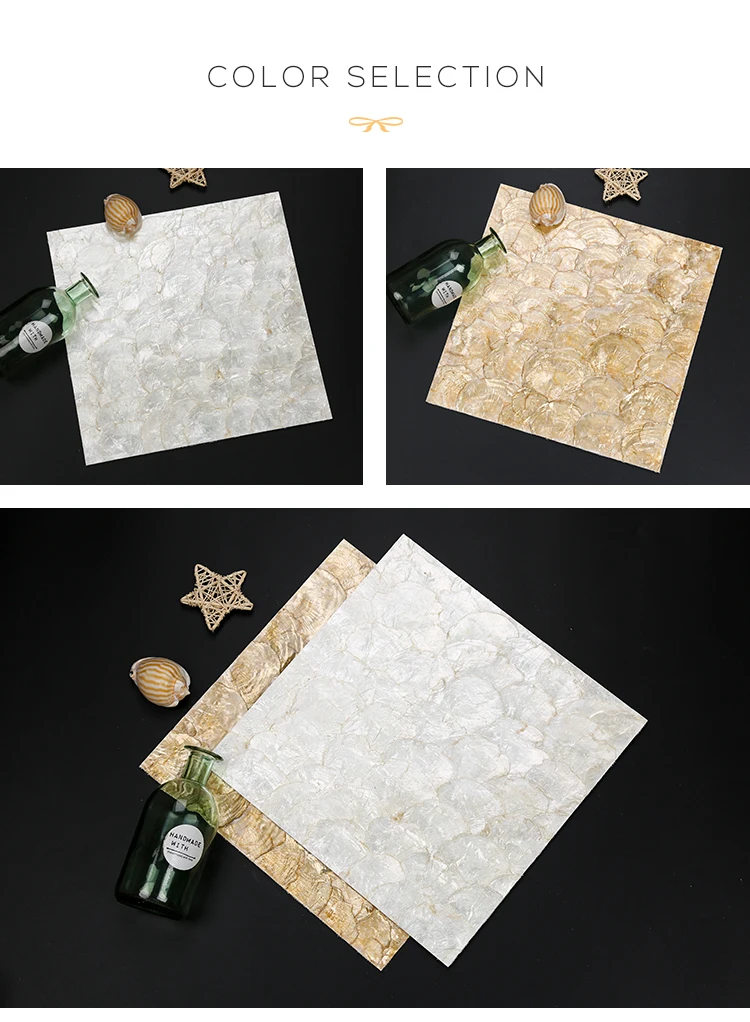 300*300mm Custom natural sea mosaic shell mirror shell mosaic fish scale mosaic tile mother of pearl shell tile decor