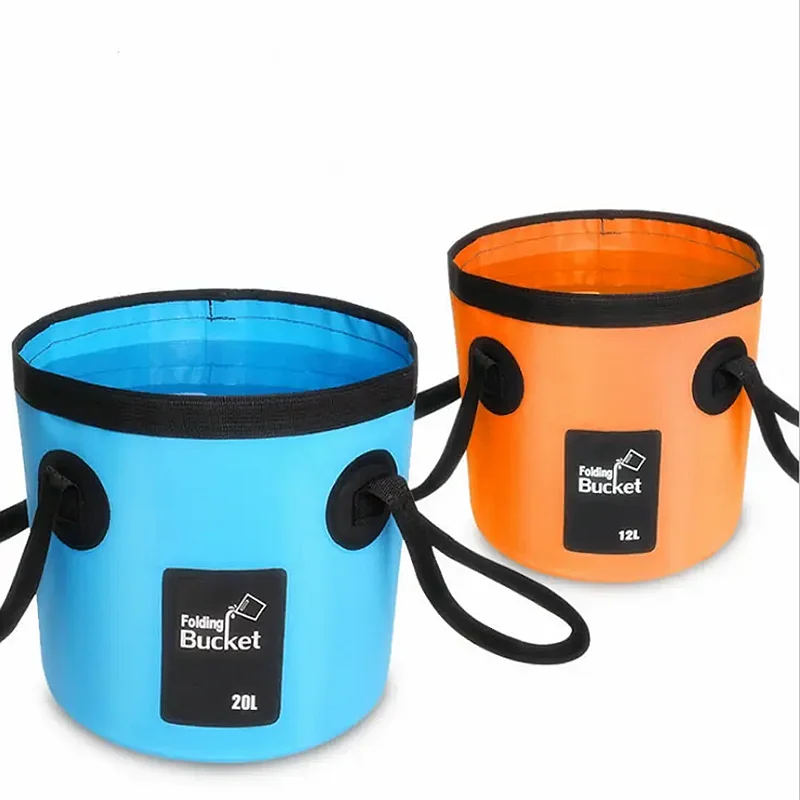 12l 20l Pvc Container Folding Water Bucket Portable Collapsible Bucket For Outdoor Travelling