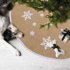 OurWarm 卸売 30 インチ黄麻布スノーフレークプリントクリスマスツリーはクリスマスの装飾新年パーティー