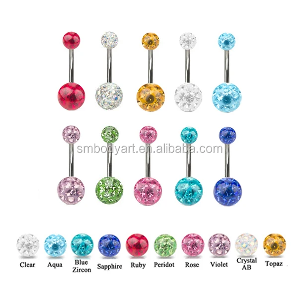 8MM Ferido Ball Belly Button Piercing Ersatzkugel Screw Crystal Epoxy Clear New 