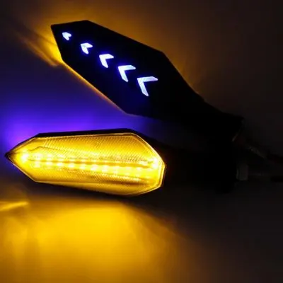 Dual Color E-Marked LED Flashing Light Sequential Indicators Water Flowing Turn Signals Lights for Motorcycles