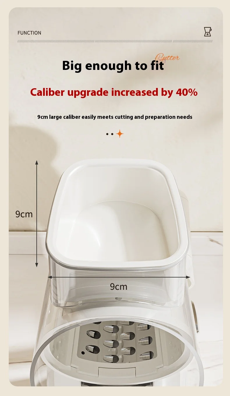 Multifunctional PP Drum Vegetable Slicer Hand-Cranked Fruit/Vegetable Tool with Multiple Blade Heads Safe Usage