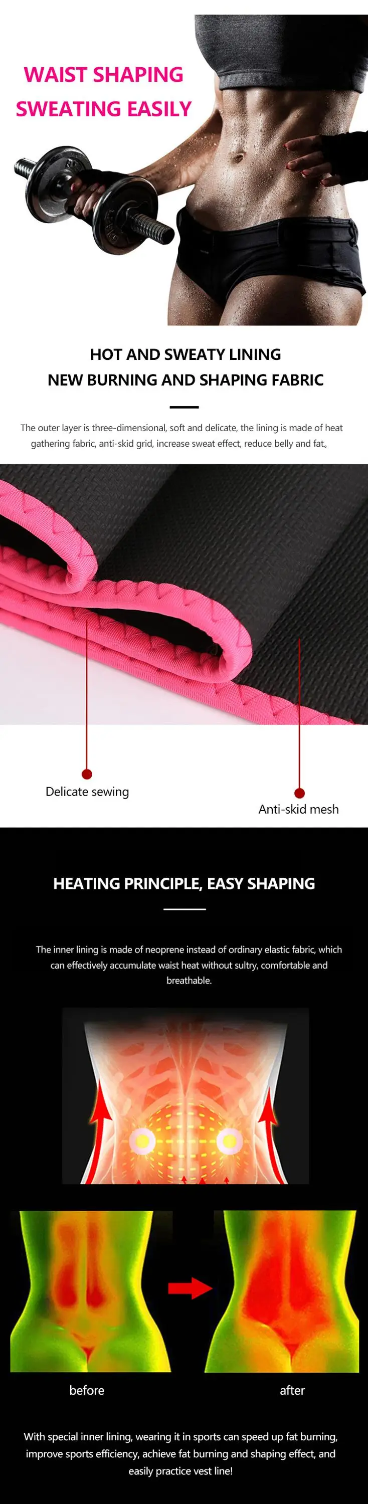 Enerup Free Sample Pocket Neoprene Sports Slimming Custom Waist Support Body Shaper Trimmer Trainer Belt