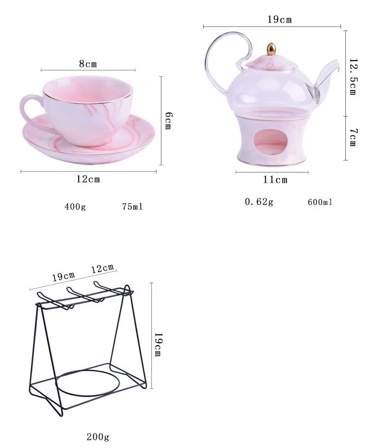 Tea Pot Cup Stand Tea Maker Marble Style Ceramic Teapot Set Buy