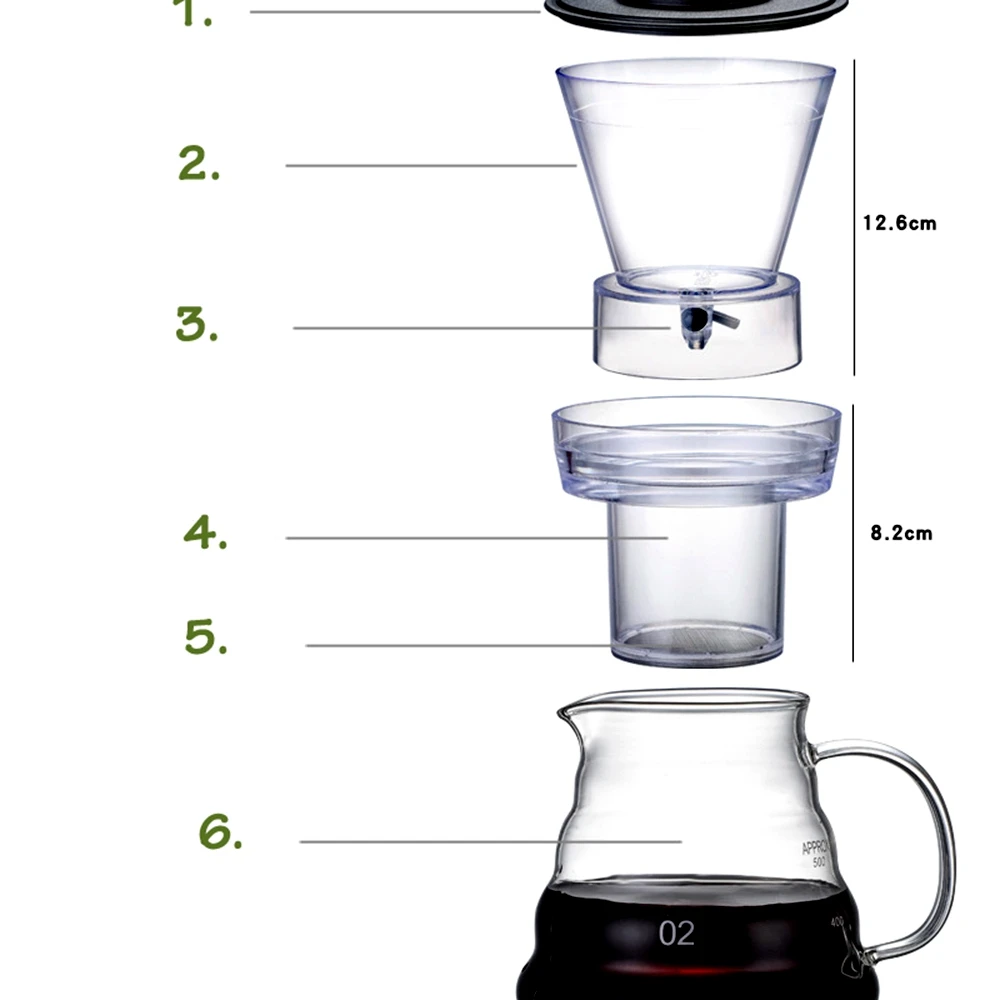 Q Ice Drip Coffee Filter Glass Percolators Espresso Kitchen