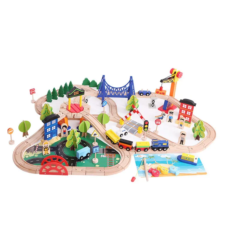 wooden train set bridge