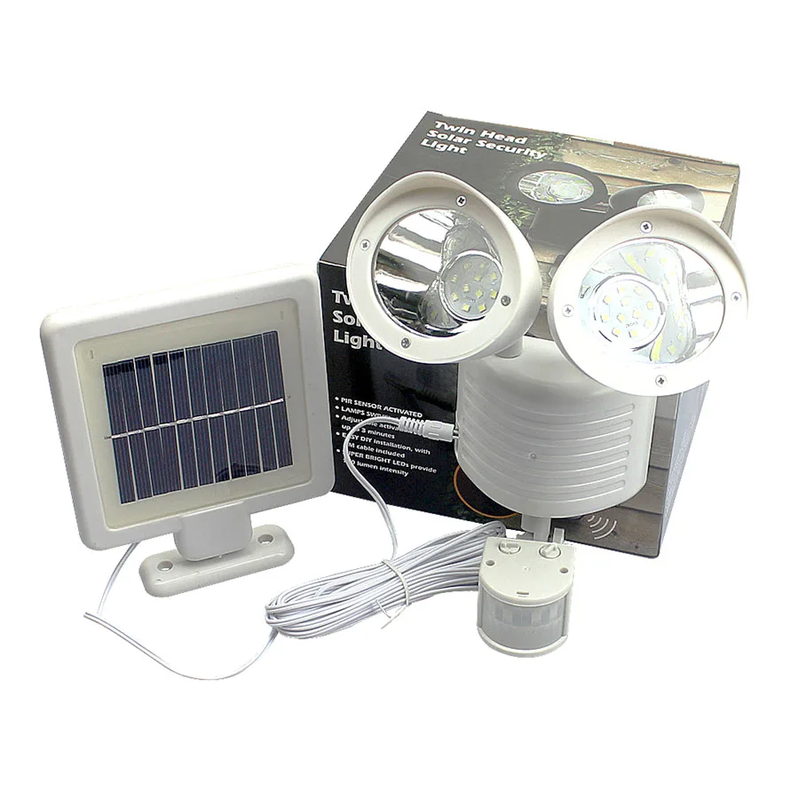 Outdoor Garden Solar Lamp Waterproof Street Security Lamp 22leds LED Solar Flood Light Twin Head PIR Motion Sensor Lighting