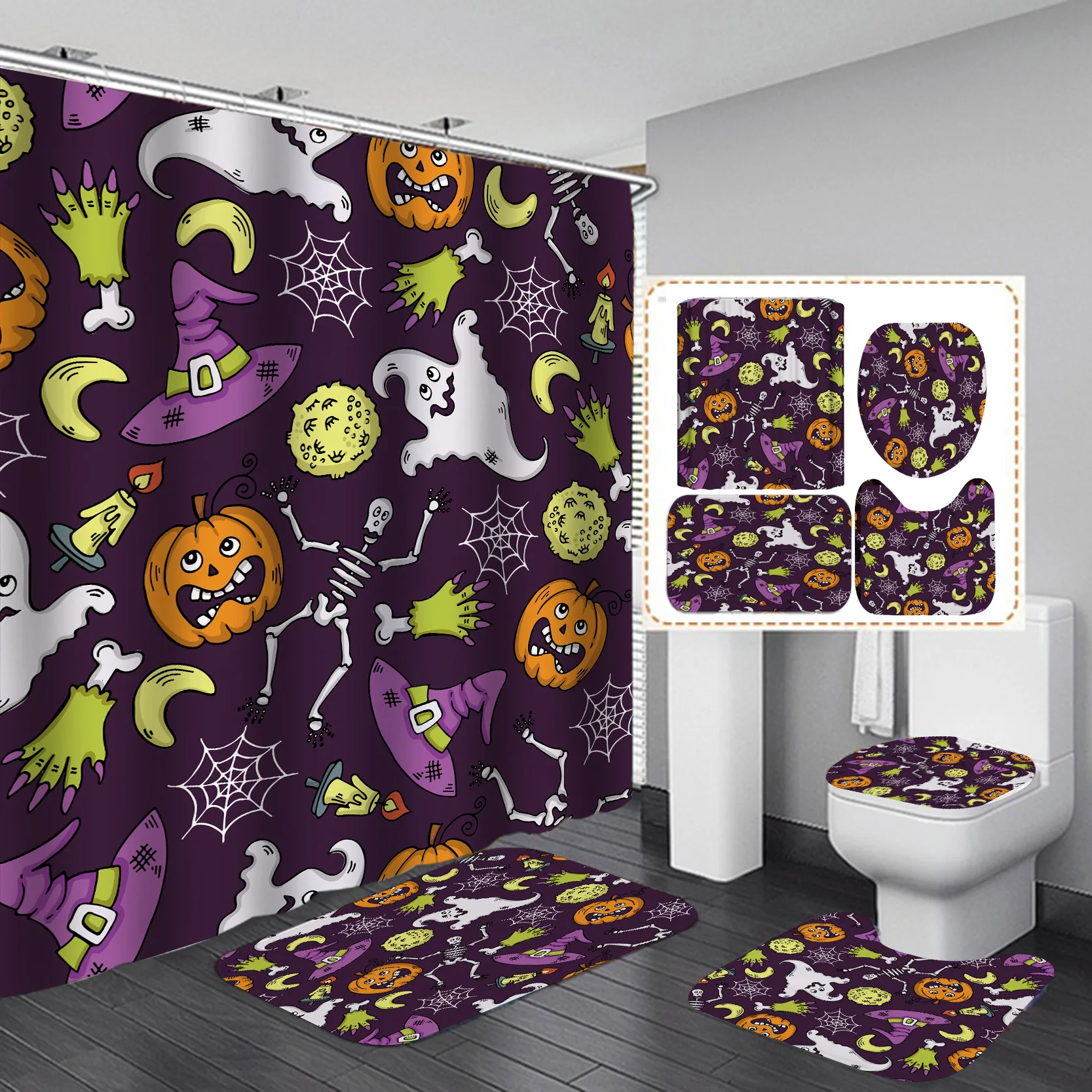 Factory Direct New Halloween Bathroom Shower Curtain Bathroom Shower