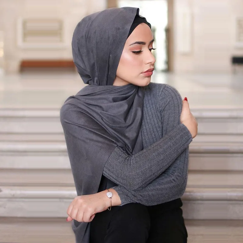 2020 Best Selling Soft Stretchy Suede Hijab Muslim Scarf Women Suede ...