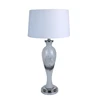 Traditional European Grey and White Porcelain Ceramics Body Linen Fabric Shade Table Lamp