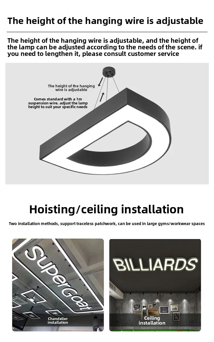 product modern style creative letter shape led digital lamp customized ceiling chandelier for stage dance room-17