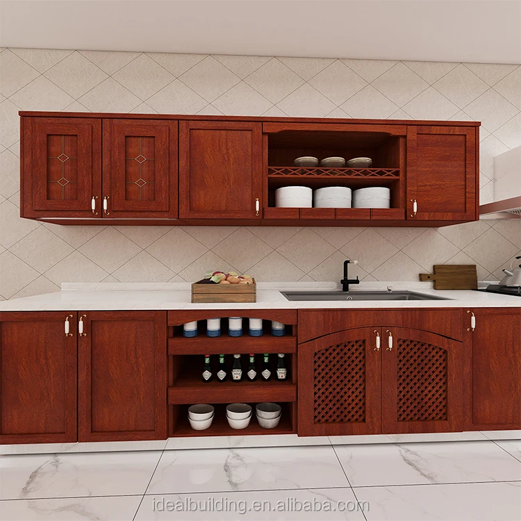 2020 Modern New Material Fiber Kitchen Designs Solid Wood Door