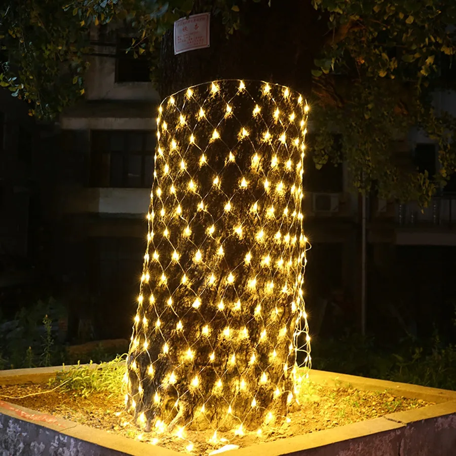 Outdoor warm white LED fairy light 6*4M  giant netting tree trunk wrap lights for party yard wedding ceiling decoration