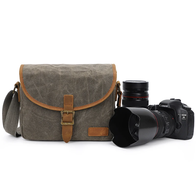 
Portable waterproof canvas small retro photography camera accessories bag crossbody 