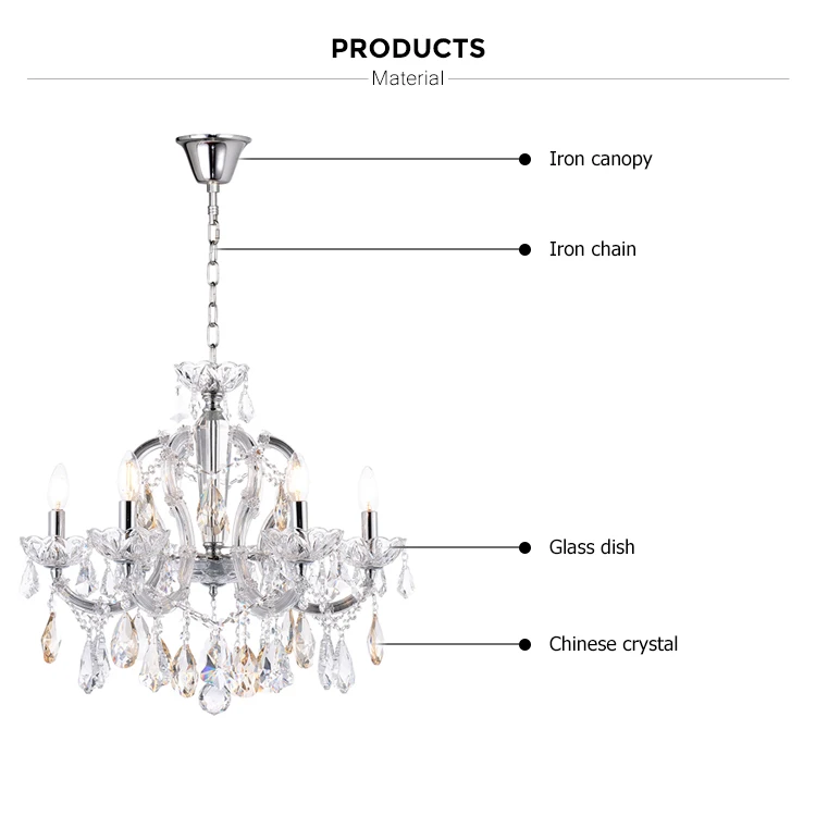 Modern Wedding Decoration Indoor Ceiling Pendant Light Vintage Crystal Chandelier