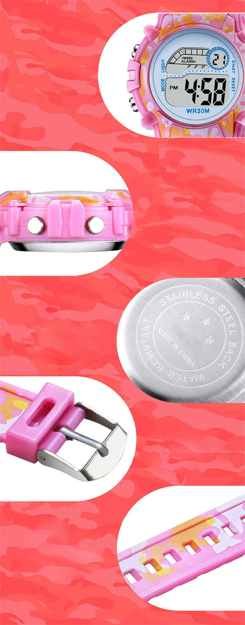 WT0057 Dropshipping Camouflage Child Kids Waterproof Digital Wrist WatchFor Girls Boys