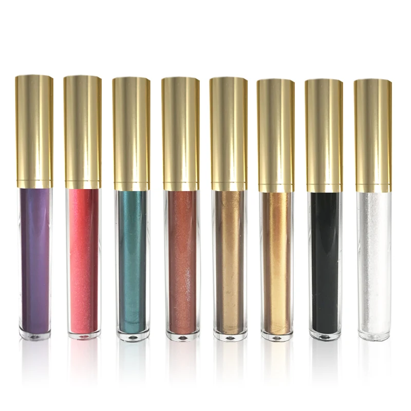 Luxury Gold Lip Gloss High Pigment Multi Colors Glitter Custom Your Own Brand Logo On Lip Gloss