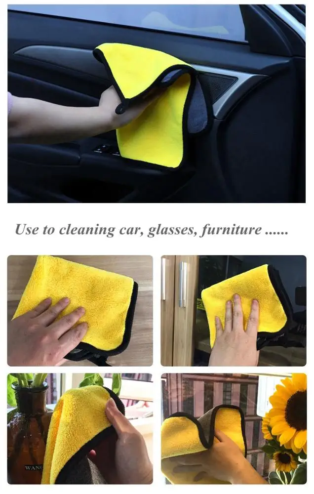 Logo printing microfiber double-sided car cleaning wash towel