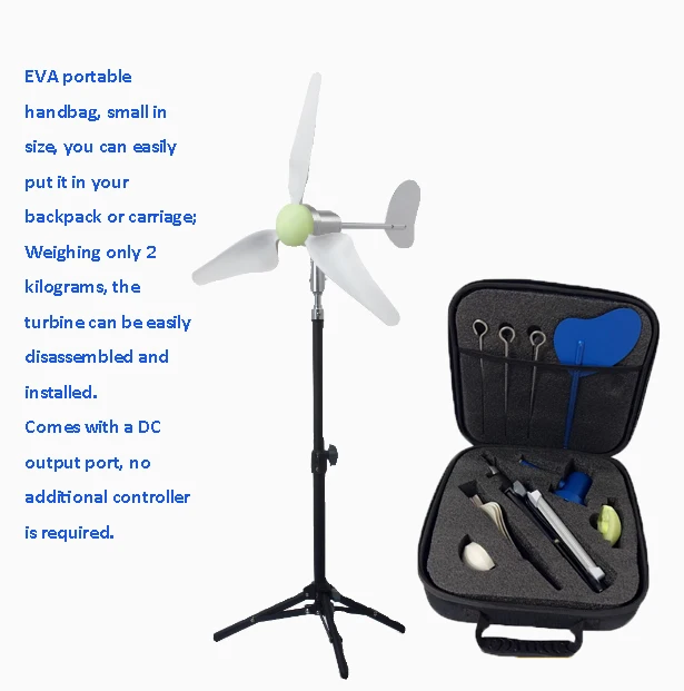 Portable Mini Wind Turbine 1~24VDC Output Windmill for Hiking, Camping,  Coreless PMG Wind Generator