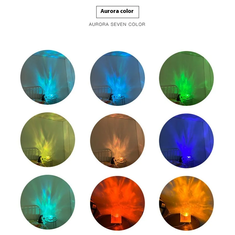 dynamic led water ripple cube light   rgb crystal ambient lamp with remote control-6