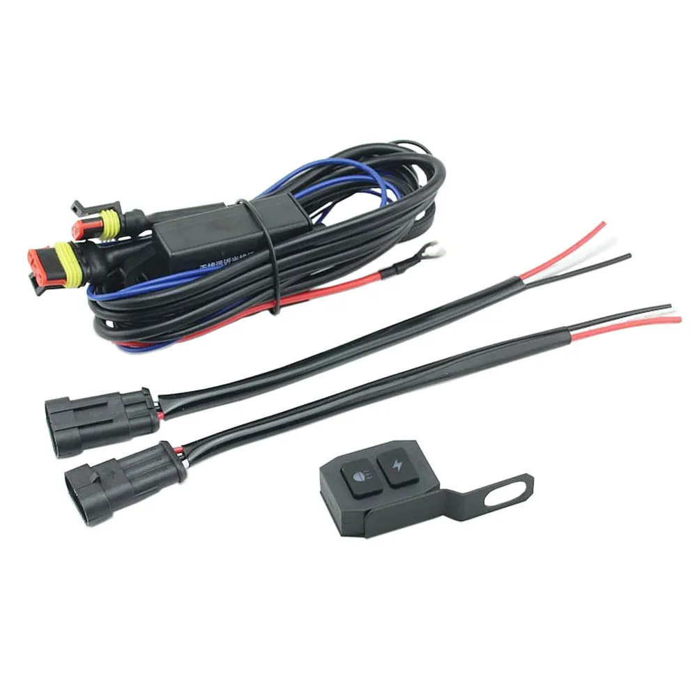 Motorcycle Led Fog Light Headlight Wiring Harness Burst Flash Left And