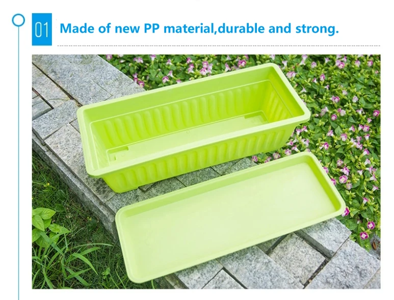 Plastic Rectangle Planter Box Planting Container Flower Pot For Garden