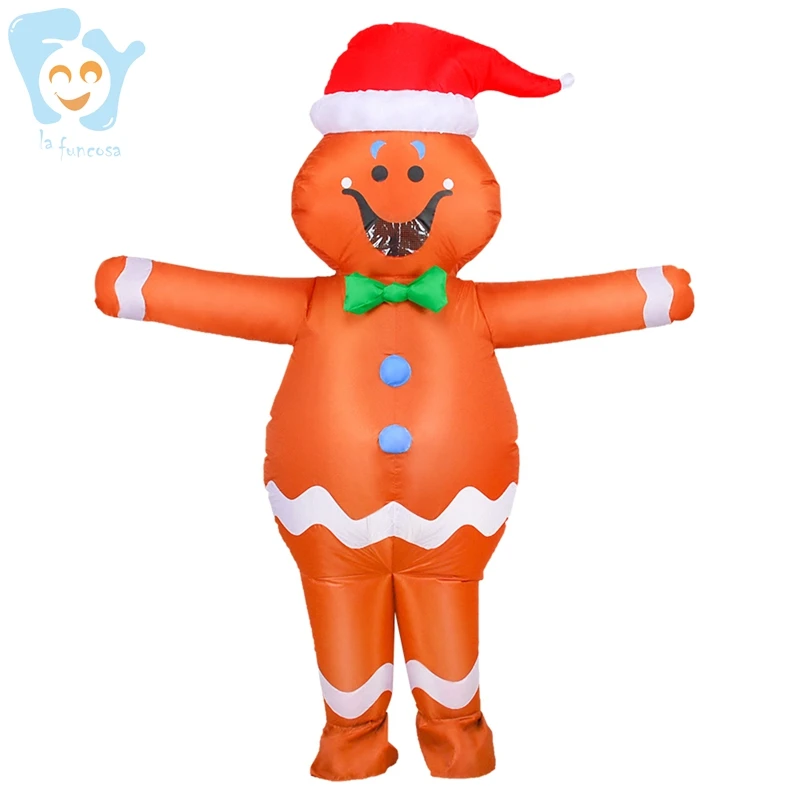 Adult Funny Halloween Christmas Costume Inflatable Gingerbread Man