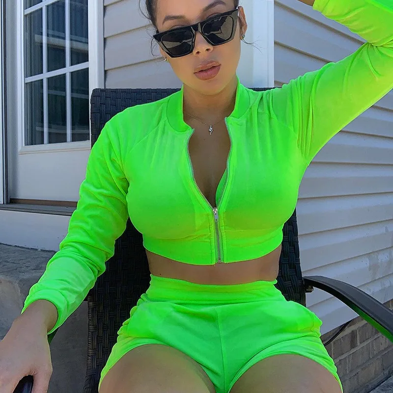 2019 Autumn 2 Pieces Velvet Women Ladies Cropped Top Shorts Casual Tracksuits Sets