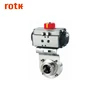 ROTK Spring Return 25mm Stainless Steel Pneumatic 3A Sanitary Clamp Butterfly Valve