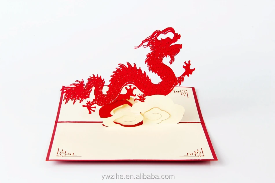 Nouvel An Chinois Rouge 3d Dragon Pop Up Carte De Voeux Decoupe Laser Enveloppe Carte Postale Creux Sculpte A La Main Kirigami Cadeaux Buy Carte De Voeux 3d Dragon Pop Up Carte Postale