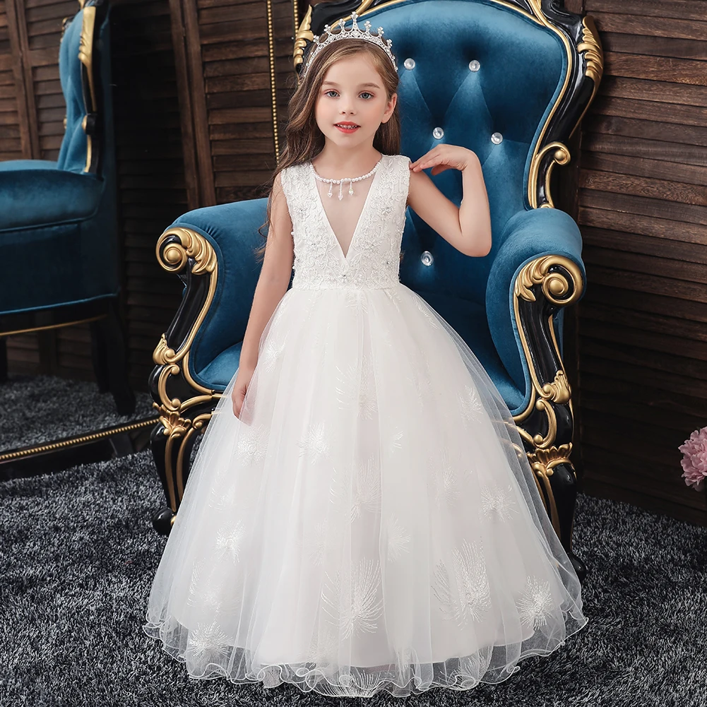 Child Multi Layered High End Temperament Girl Wedding Dress For Kids Green Beaded V Neck Kids Night Dress For Birthday Party 3 1 Buy Girl Wedding Dress Kids Night Dress Girls Dresses Product On Alibaba Com