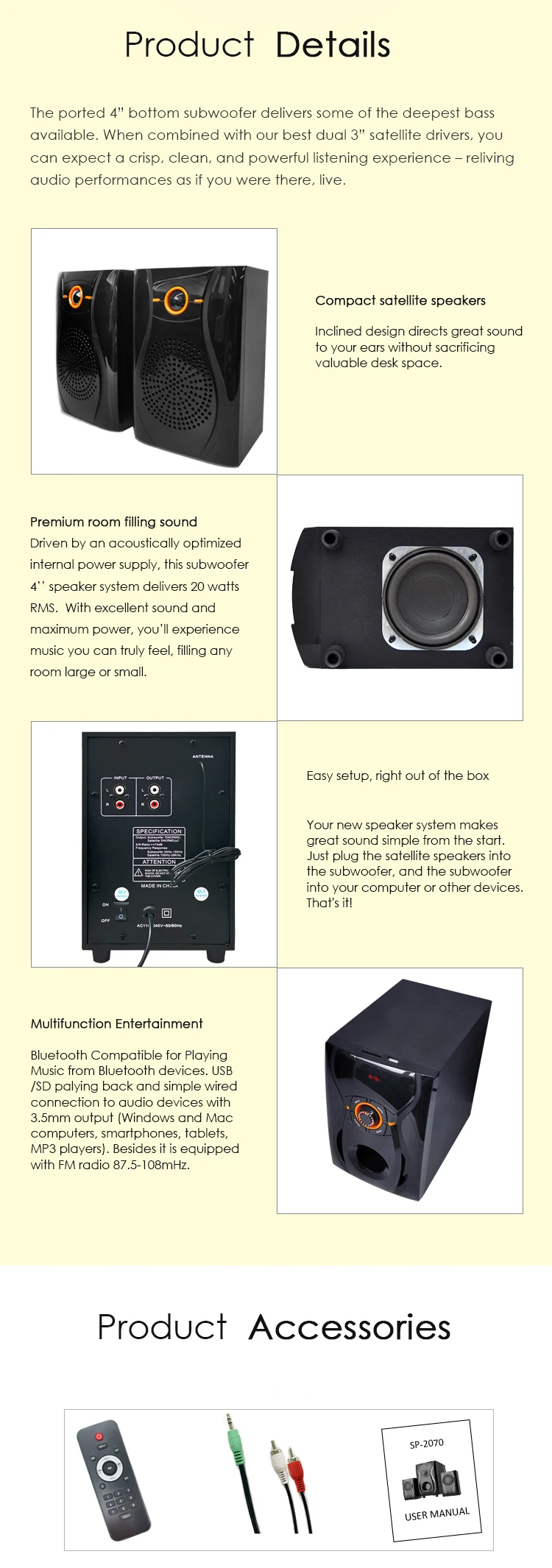 Best Selling Woofer Audio 2.1 Hifi Surround Sound Multimedia Strong